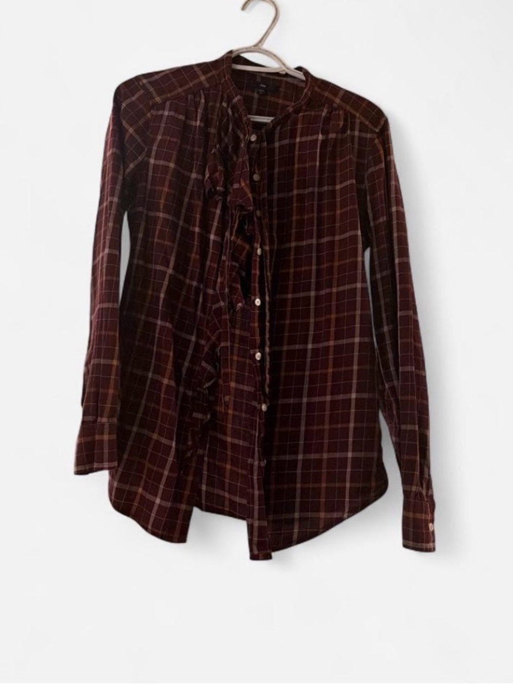 GAP Women's Burgundy Plaid Button-Down Shirt